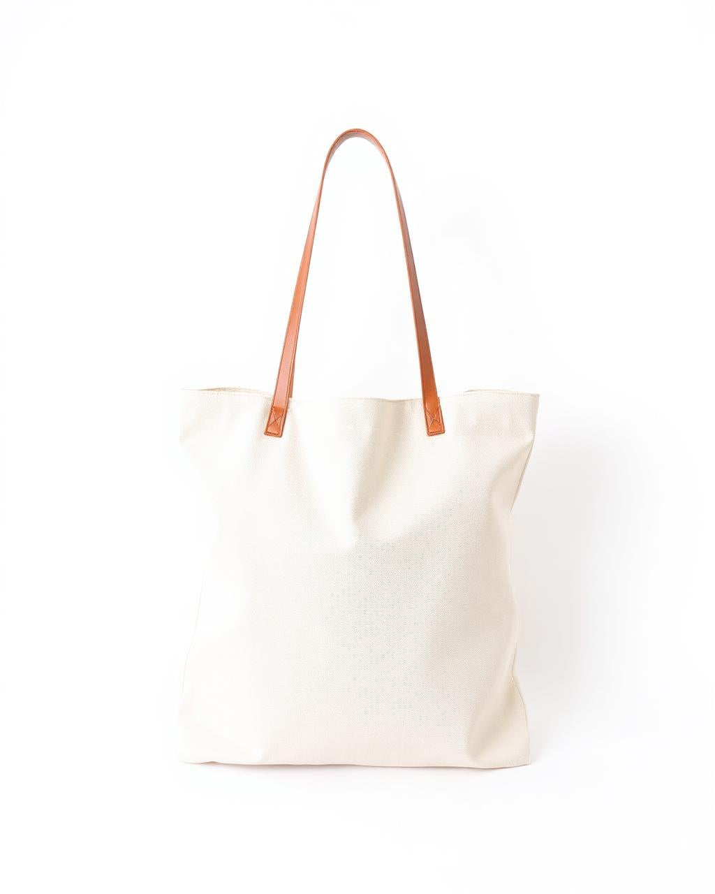 Canvas tote bag met leren handvatten