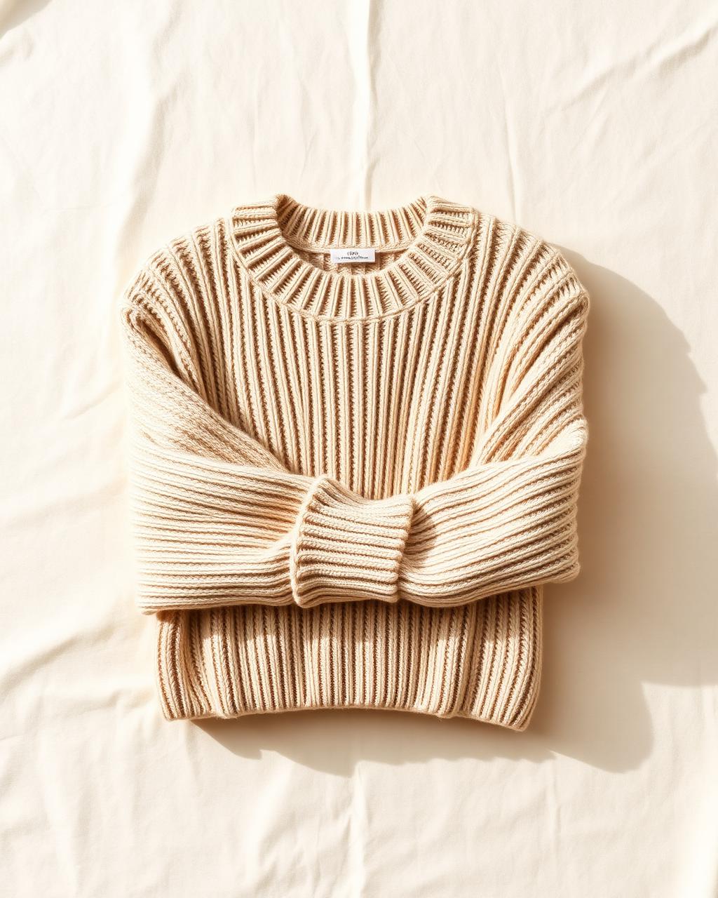 Zachte beige gebreide trui